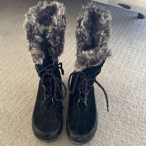 Faux fur tall lace up winter boot! So cute!